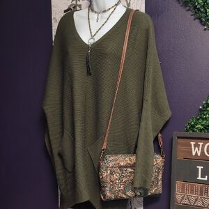 New Directions Olive V-Neck Sweater